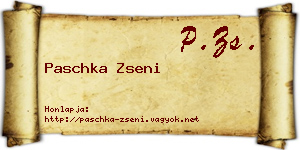Paschka Zseni névjegykártya